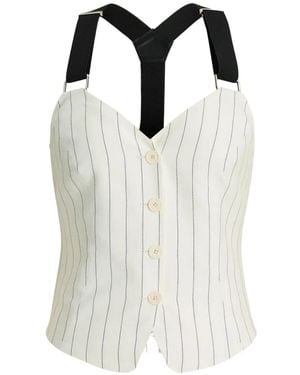 Ralph Lauren Donella Striped Suspender Bustier Top - White