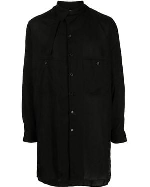 Yohji Yamamoto Asymmetric-Collar Long-Sleeve Shirt - Black