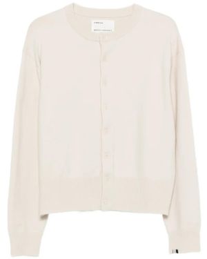 Extreme Cashmere Cardigan Boutonné À Bords Nervurés Luce - White