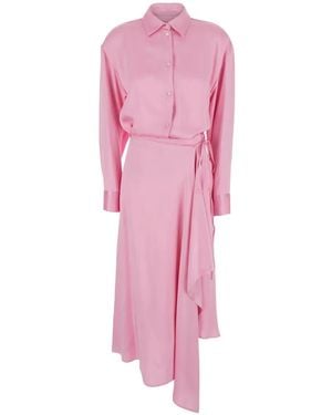 MSGM Wrap-Style Asymmetric Dress - Pink