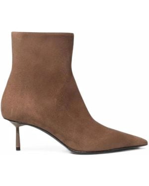 Le Silla Pointed-Toe Suede Ankle Boots - Brown