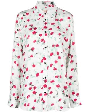 Marni Floral Print Shirt With Logo Buttons - Multicolour