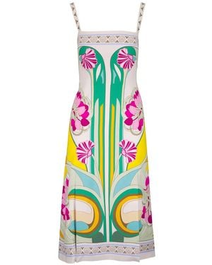 La DoubleJ Floral-Print Sleeveless Midi Dress - White