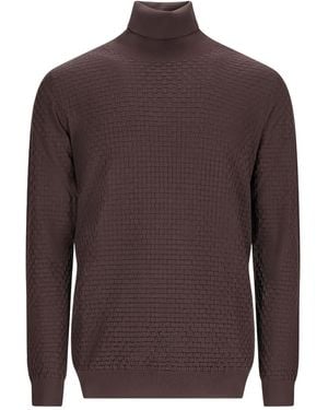 GOES BOTANICAL Woven-Knit Turtleneck Sweater - Brown