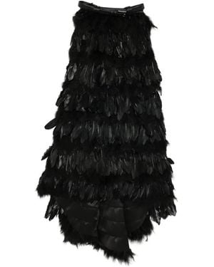 Vestiaire d'un Oiseau Libre Feather-Embellished Maxi Skirt - Black