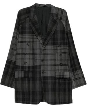 Yohji Yamamoto Patchwork Check-Pattern Blazer - Black