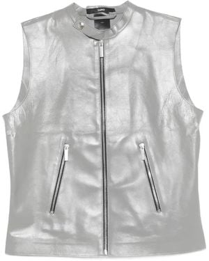 SAPIO Metallic-Finish Sleeveless Gilet - Grey
