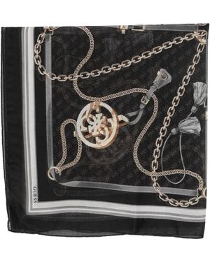 Guess Pañuelo Con Logo Y Cadena Estampada - Negro