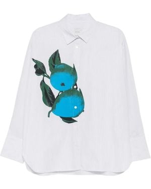 Paul Smith Fruit-Print Striped Shirt - Blue