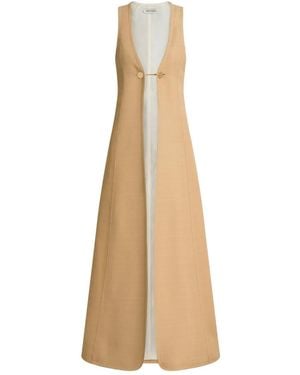 Alberta Ferretti Front Clasp Fastening Coat - Natural