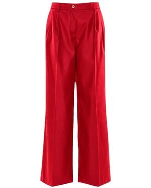 Nenette Pleated Wide-Leg Trousers - Red