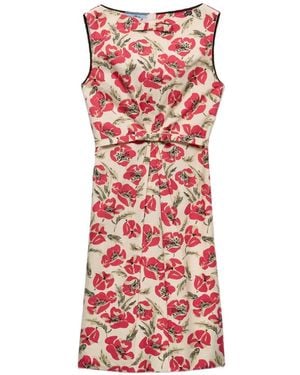 Prada Printed Soft Poplin Dress - Red