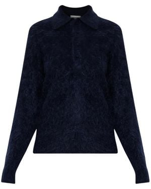 forte_forte Cashmere Long-Sleeve Polo Shirt - Blue