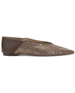 Ammb Milano Woven-Effect Pointed-Toe Ballet Flats - Brown
