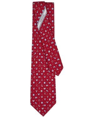 Ferragamo Horoscope Print Silk Tie - Rojo