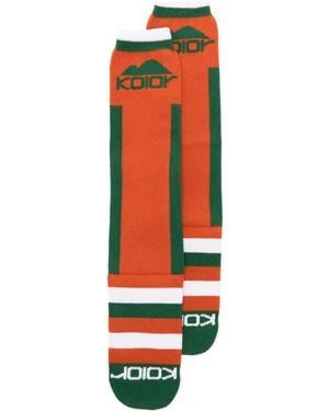Kolor ストライプ インターシャニット 靴下 - レッド