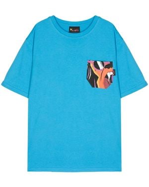 Mauna Kea Screaming Monkey Cotton T-Shirt - Blue