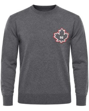 DSquared² Logo-Patch Wool Sweater - Gray
