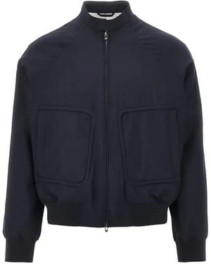 Emporio Armani Wool Zip-Up Jacket - Blue
