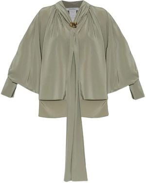 Max Mara Pleated Tie-Neck Blouse - Green