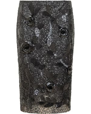 Des Phemmes Sequin-Embellished Midi Skirt - Black