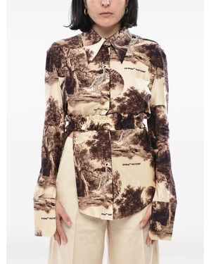 Off-White c/o Virgil Abloh Curtain Pattern-Print Shirt - Natural