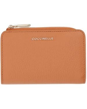 Coccinelle Small Metallic Logo-Lettering Wallet - Orange