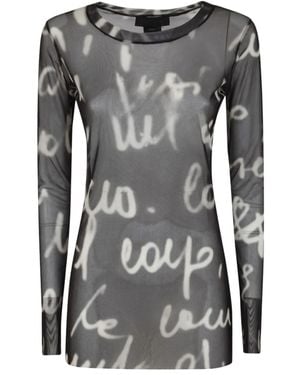 Maria Calderara Text-Print Top - Gray