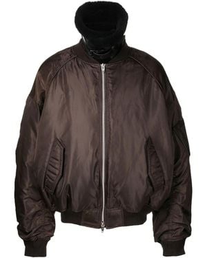 Juun.J Shearling-Collar Padded Bomber Jacket - Brown