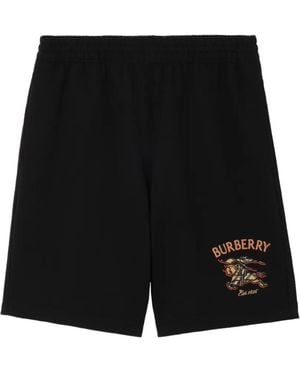 Burberry Knight Check Cotton Shorts - Black
