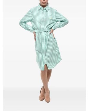 Ines De La Fressange Paris Awning-Striped Belted Shirt Dress - Green