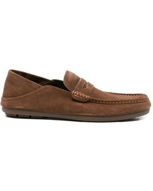 SERGIO MORETTI FIRENZE Suede-Finish Penny Loafers - Brown