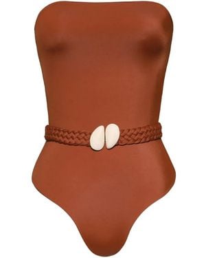 Johanna Ortiz The Classic Badpak Met Gevlochten Riem - Bruin
