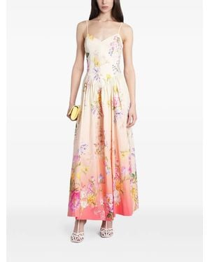 Hemant & Nandita Floral-Print Flared Maxi Dress - White