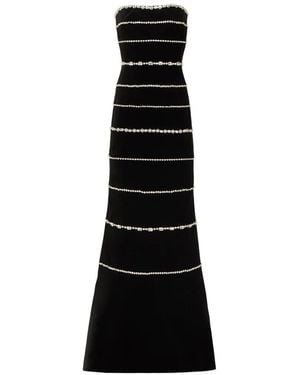 Costarellos Shaula Crystal Strapless Velvet Gown - Black