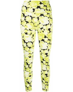 MSGM High-Waist Floral Leggings - Yellow