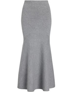 Patou Wool Fine Knit Ribbed Skirts - Gray