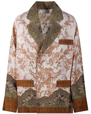 Pierre Louis Mascia Cialda Floral-Print Double-Breasted Blazer - Brown