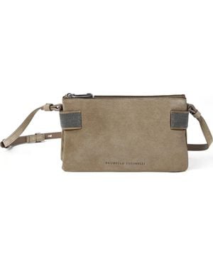 Brunello Cucinelli Mini Essence Crossbody Bag - Gray