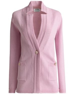St. John Pocket Button Knit Jacket - Pink