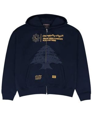 Murd333r.fm X Ultra Software Graphic-Print Zip-Up Hoodie - Blue