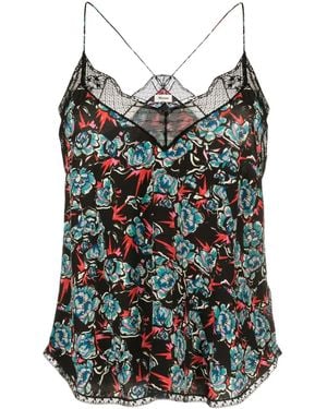 Zadig & Voltaire Christy Floral-Print Silk Camisole - Black