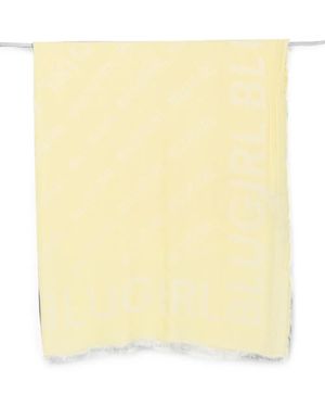 Blugirl Blumarine Logo-Print Frayed Scarf - Yellow