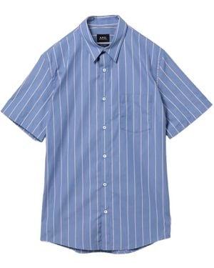 A.P.C. Striped Pocket Shirt - Blue