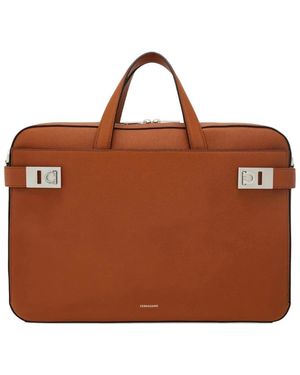 Ferragamo Porte-Documents À Boucle Gancini - Brown
