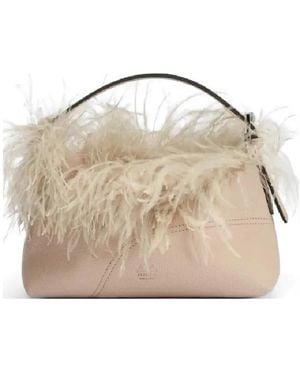 Atp Atelier Vadena Feather-Trim Tote Bag - Metallic