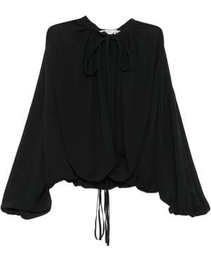 THE M.. Elvira Tie-Neck Balloon-Sleeve Blouse - Black
