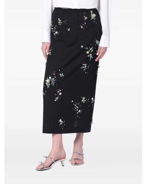BERNADETTE Falda con apliques florales - Negro
