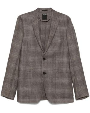 ZEGNA Single-Breasted Blazer - Brown