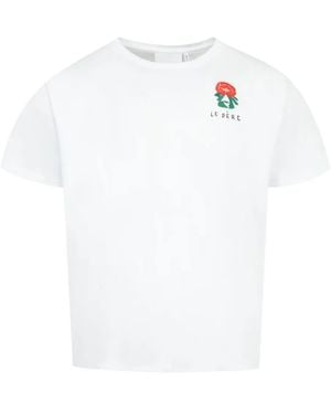 le PERE T-Shirt Mit Blumenstickerei - Weiß